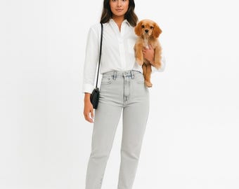 Edwin Orbital Grey Straight Y2K 90's Button Fly Preppy Denim Jeans Women's