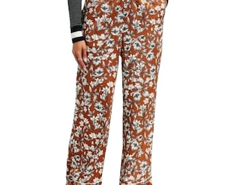 La Ligne x Target Women's Size Med Floral Wide Leg Trousers Brown White
