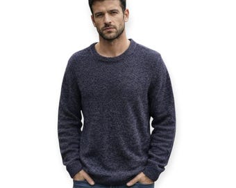 J. Crew Herren Blau Heathered Crewneck Wolle Elbow Patch Pullover Slim Fit Lrg
