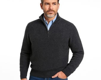 L.L.Bean Heritage 100% Organic Cashmere Quarter-Zip Luxe Winter Sweater Men's L