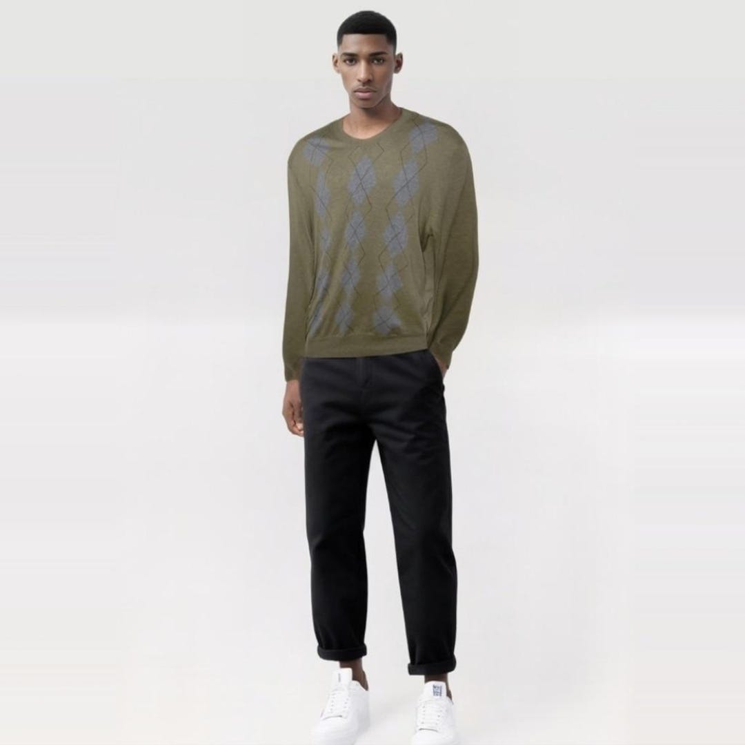 Pull Homme En Soie Banana Republic - Marron, 1/4 Boutonnage, Taille L - Très Bon état