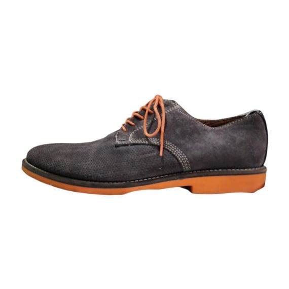 Gray Suede Oxfords with Contrasting Sole Asos Brand Oxford Brogue Shoes In Gray Leather With Contrast  main image 4