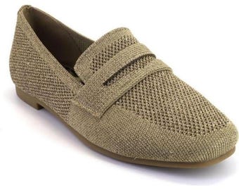 LA STRADA Gold Stretch Loafer Moccasin - Woman's