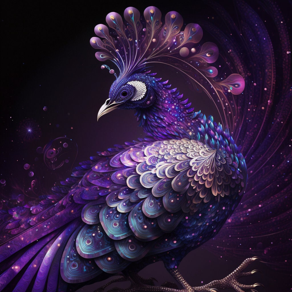 fantasy-purple-peacock-gem-digital-art-print-wallpaper-etsy