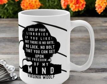 Virginia Woolf Mug Quote, A Room of One's Own, Great Feminist Gift or Gift for Writer, Book Lover, Bibliophile, Bookworm