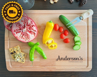 Cutting Board Personalized Wedding Gift Laser Engraved Chopping Board Custom Charcuterie Board Personalized Serving Board Engagement Gift