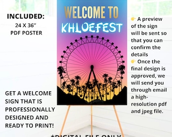 Festival Welcome Sign, Ferris wheel Birthday Sign, 24 x 36 Welcome Sign, welcome sign for any occasion