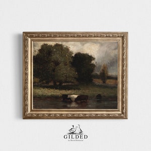 Vintage Cow Oil Painting Landscape | Montessori Nursery Art  | Vintage Print | Nursery Decor PRINTABLE Wall Art | 3
