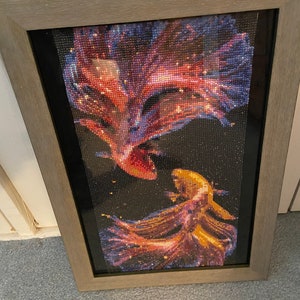 Decorative Fish Scene - A Framed Diamond Drill Art Picture