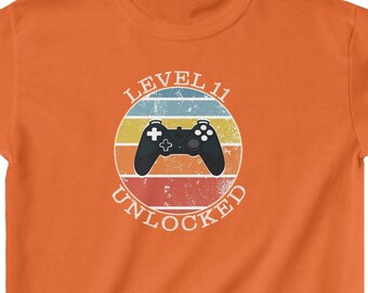 Level 11 unlocked Gamer Shirt Kids Heavy Cotton™ Tee