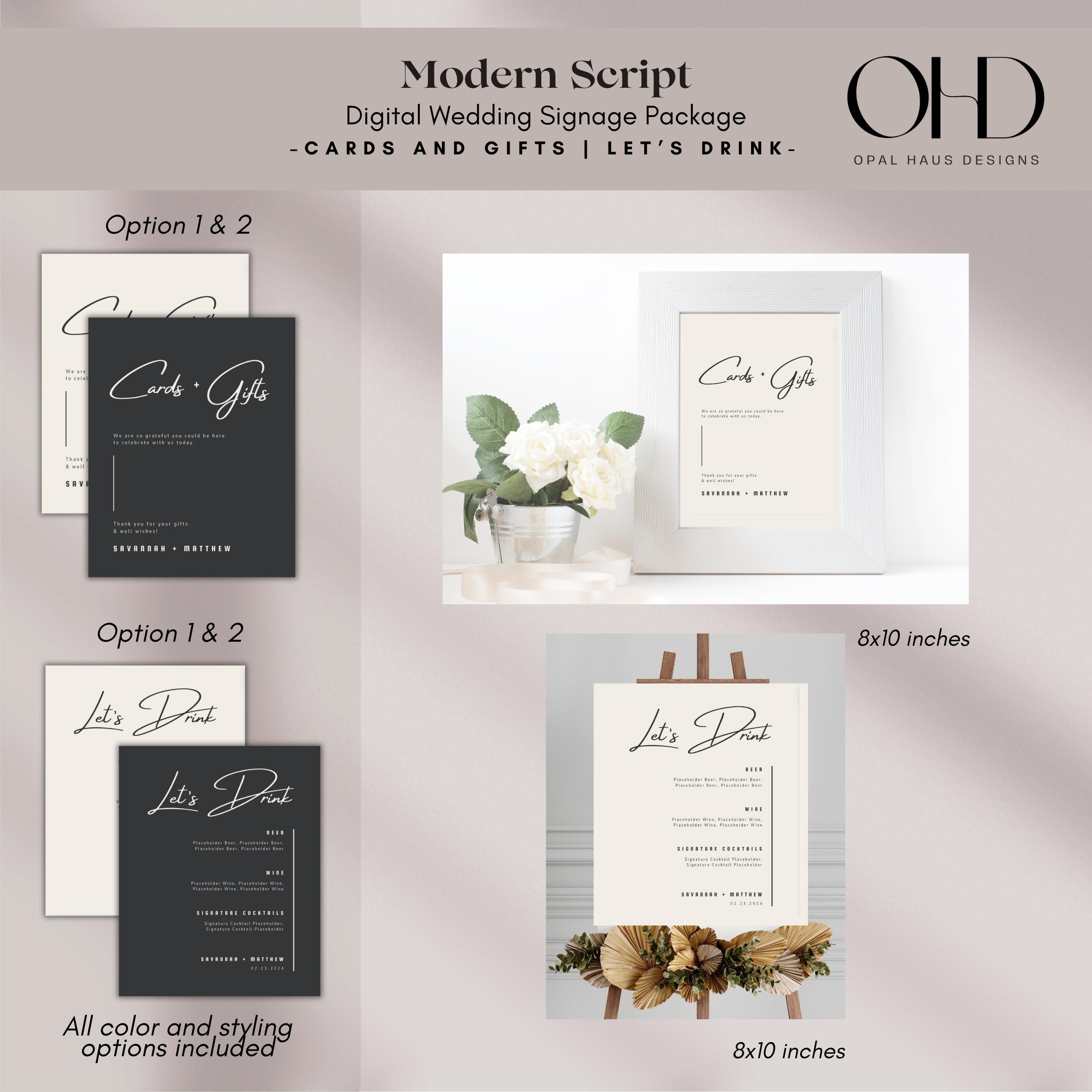 Modern Script | Digital Wedding Signage Package | Canva Digital Product ...