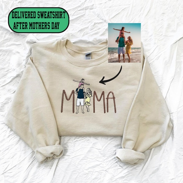 MAMA Sweatshirt Embroidered  | Custom photo Sweater for Mother's day | Gift for Mum Sweatshirt | Mother's Day Present | Gift for Mom