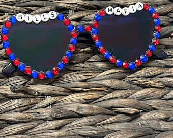 Buffalo Bills Heart Glasses | Heart Rhinestone Glasses | Bills Mafia | Buffalo Bills Football