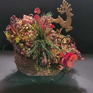 Rentierschlitten-Mittelstück - Winter / Weihnachten Tischgesteck