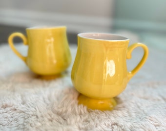 Yellow Mugs/ Vintage Mugs/ Antique Mugs/ Retro Mug set/ retro yellow coffee mugs