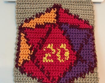 D&D 20-Sided Die Crochet Tapestry • D20
