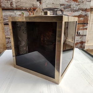 Midcentury Italian Square Lucite Ice Bucket with Tortoise Shell Effect, 1970s