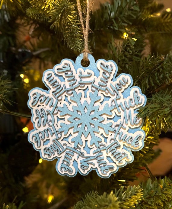 Funny F This F That Snowflake Christmas Ornament - Cuss Word