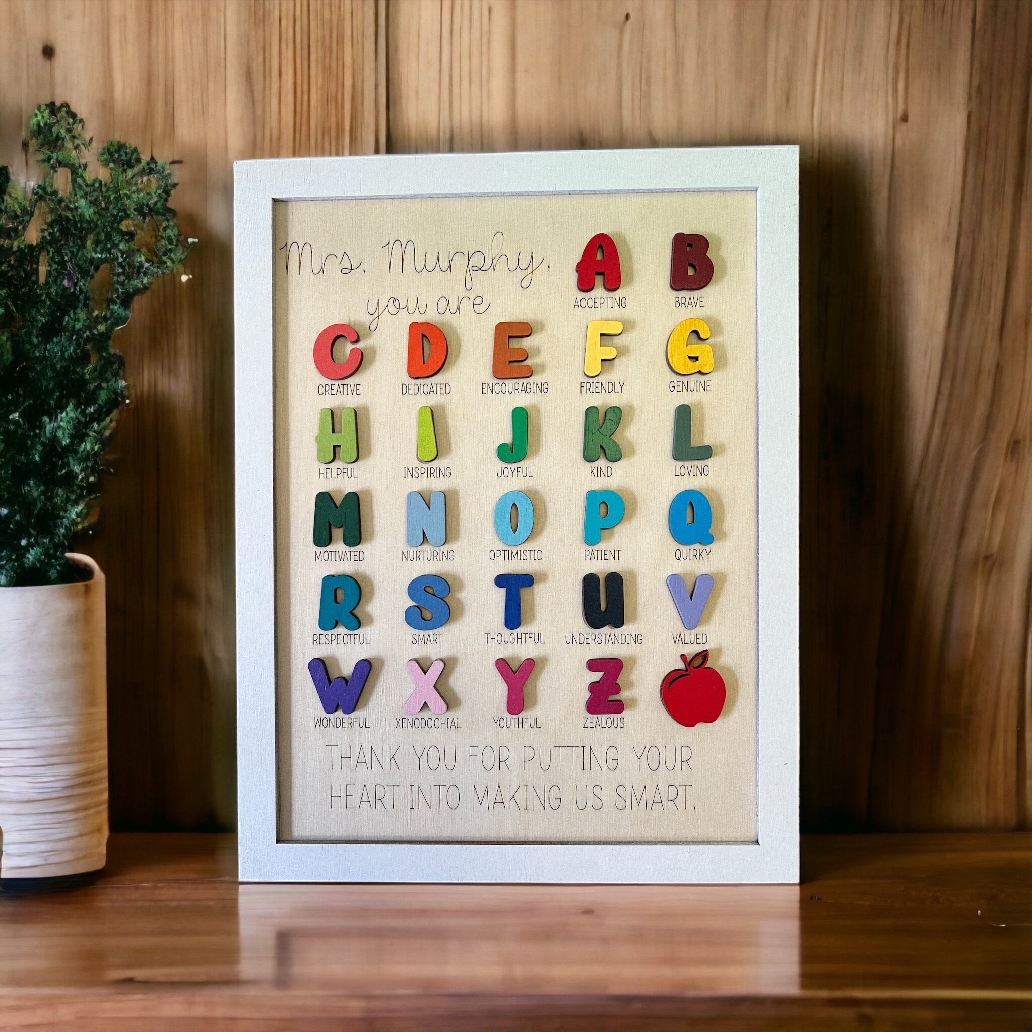 Personalized ABC Teacher Sign - Appreciation - Engraved - Gifts for ...