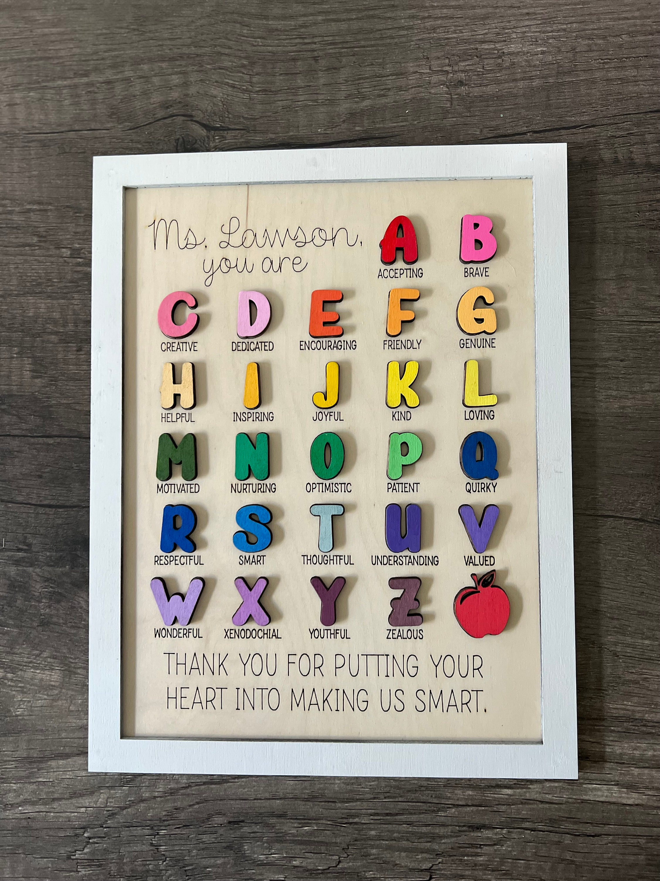 Personalized ABC Teacher Sign Etsy