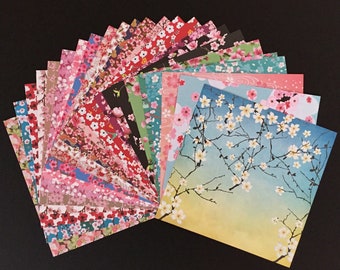 Origami Paper assorted BLOOM Spring Blossom- 6x6 inches - 48 sheets - Free Shipping