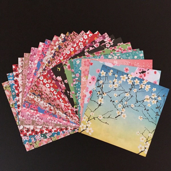 Origami Paper assorted BLOOM Spring Blossom- 6x6 inches - 48 sheets - Free Shipping