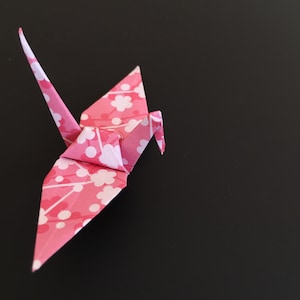 12 Origami Kraniche Größe Option Washi Chiyogami Papier für Frühling Kirschblüte 3D Papier Vogel - BLOOM FOUR