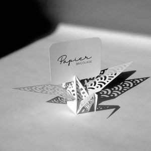 Crane Tarjetas de lugar de boda / Tarjetas de asientos de mesa / Tarjetas personalizadas / Tarjeta de nombre de boda / Personalizado / Hecho a mano