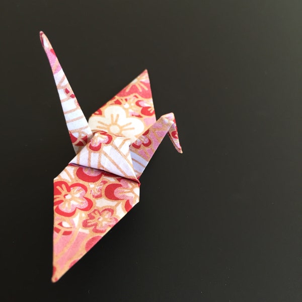 12 Origami Paper Cranes size option Washi Chiyogami Paper for Spring Cherry Blossom 3d Paper Bird - BLOOM THREE