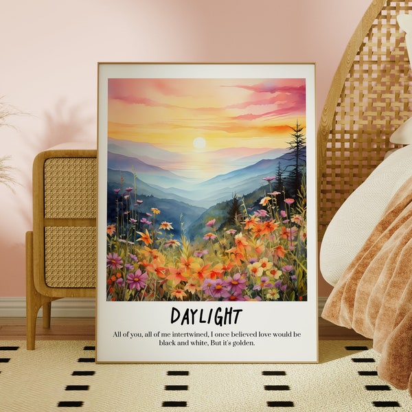 Daylight Poster, Taylor Swift, Watercolor Illustration Print, Digital Download, Lover Album, But It's Golden, Swiftie Wall Art, Music Decor