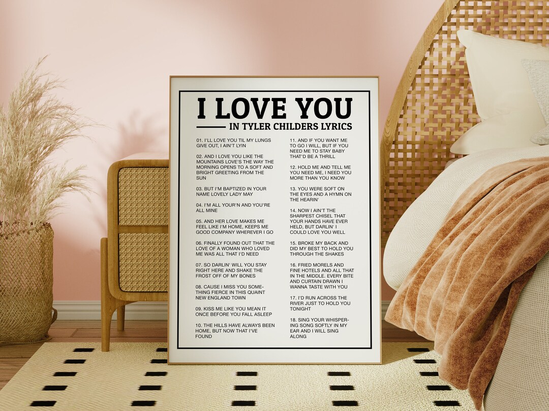 Tyler Childers Wall Art Printable, I Love You in Tyler Childers Lyrics ...