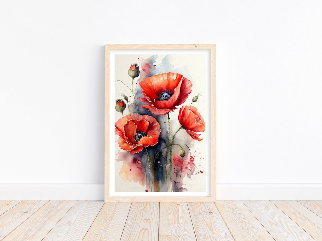 Red Poppy Flower Watercolor Art Print - Etsy