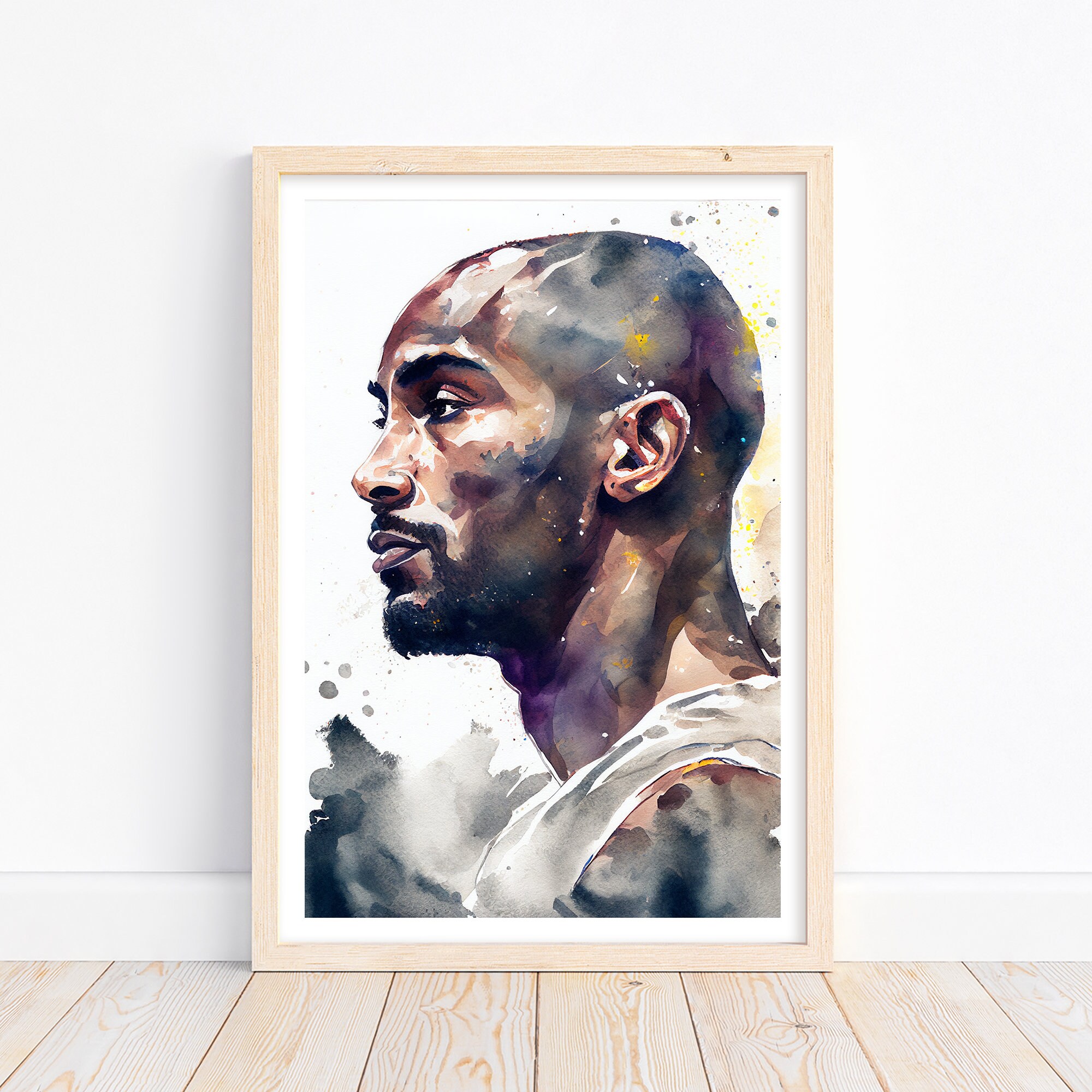 Watercolor Kobe Bryant Black And White – Poster