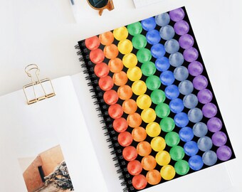 Spiral Journal with Rainbow Circles from My Original Hand Painted Watercolor, ROY G BIV, PRIDE, Back to School