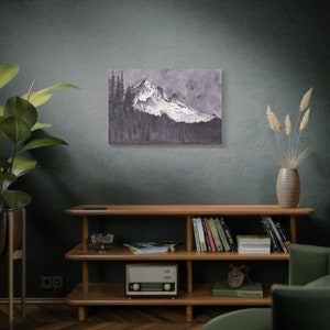 Matte Canvas Wall Art 1.25&quot; depth, MoonGlow Mt Hood from my Original Watercolor Painting