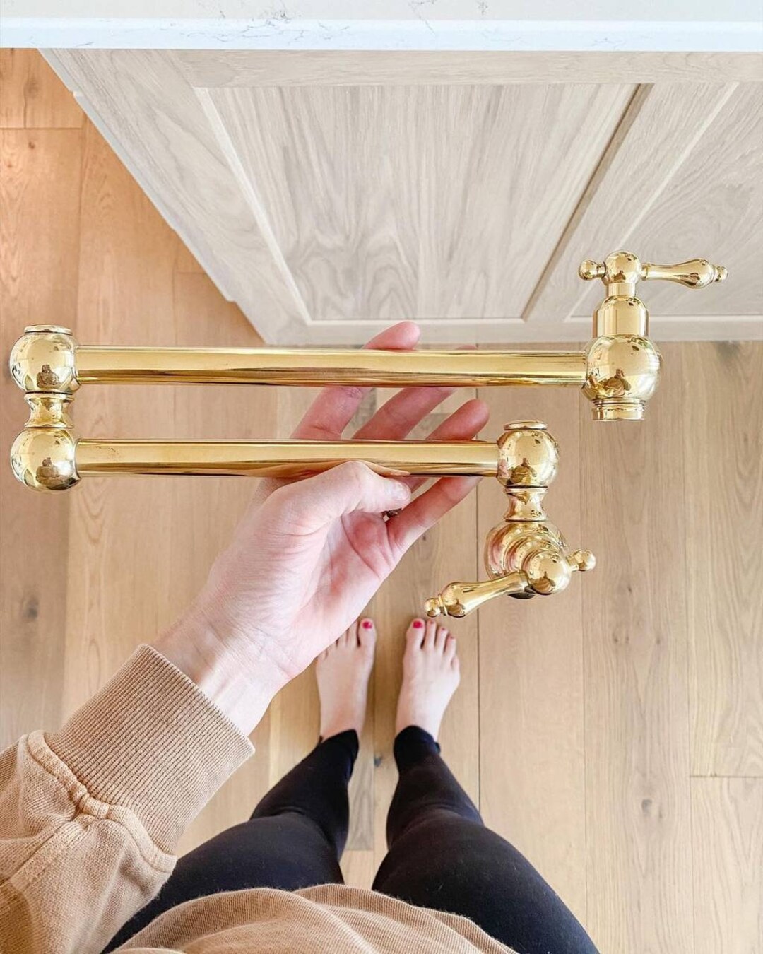 Unlacquered Solid Brass Pot Filler , Kitchen Pot Filler , Stove Pot