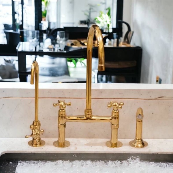 Unlacquered solid brass kitchen faucet , kitchen sink , sink faucet , brass sink faucet , brass kitchen faucet , faucet , sink faucet