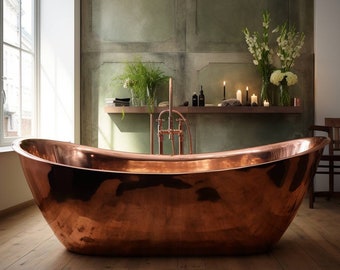 Handmade Copper Bathtub, Copper Slipper Bath, Luxury Copper Baths , Copper BathTub