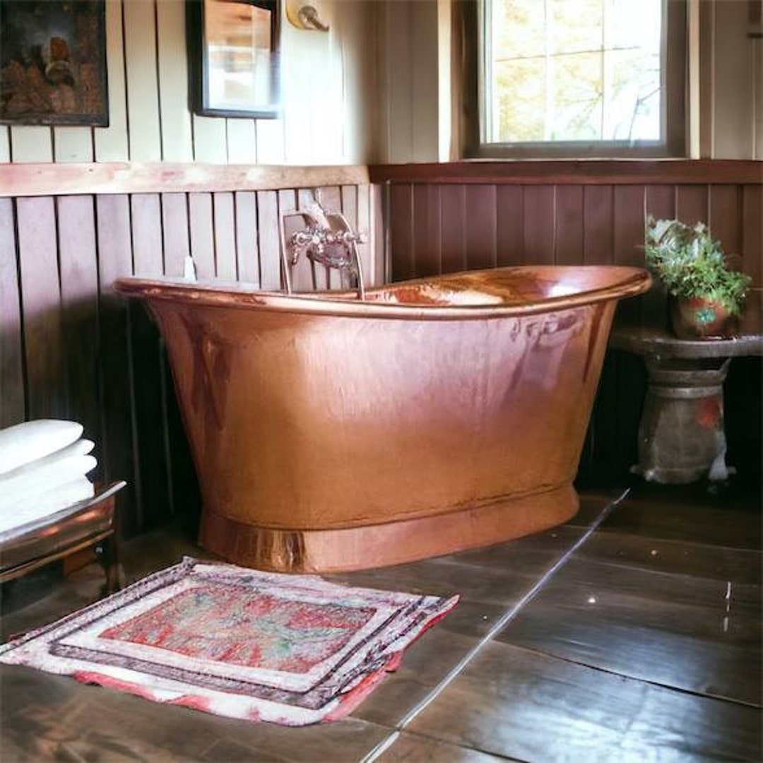 Handmade Copper Bathtub, Copper Slipper Bath, Luxury Copper Baths