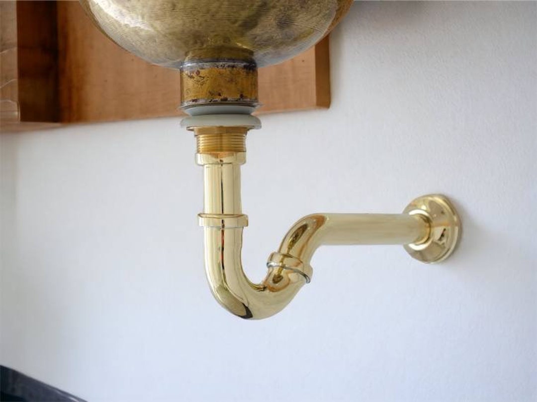 Solid Unlacquered Brass Strap , Sink Bottle Trap, Pop up Drain, Brass Water Trap Etsy