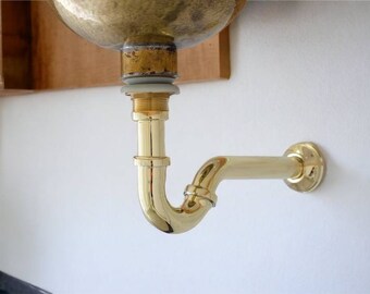 Solid Unlacquered Brass S-trap , Sink Bottle trap, Pop Up Drain, Brass Water Trap