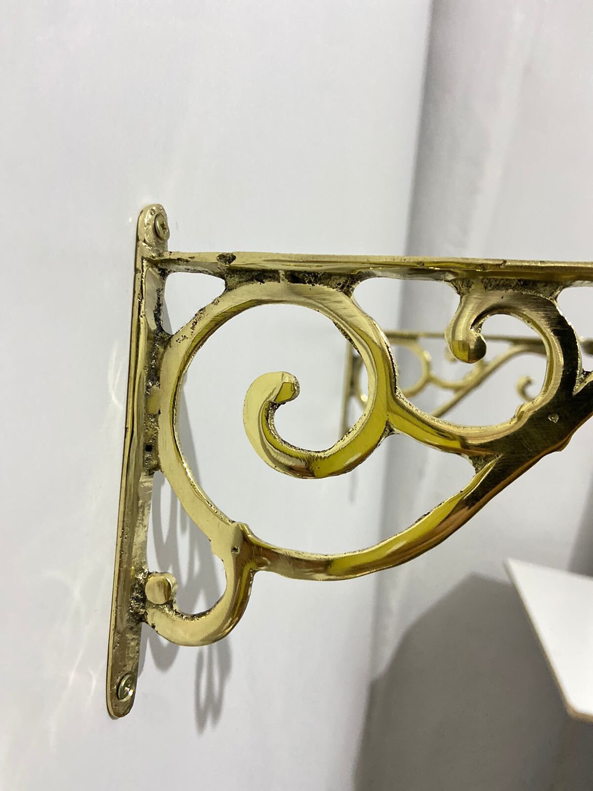 Victorian Shaker Style Brass Unlacquered Brass Shelf Brackets Heavy