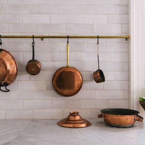 Unlacquered Solid Brass Hanging Pot and Pan Brass Hanging Etsy UK