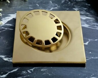 Solid Brass Floor Drain, Unlacquered Square Shower Drain