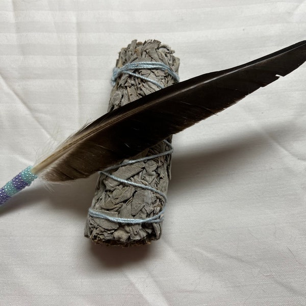 Beaded Feather and Blessed Smudge Wands
