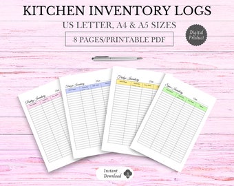 Kitchen Inventory Tracker for Kitchen Storage Organization, Printable Inventory Food Storage for Fridge/Freezer/Spice Rack/Pantry Inventory