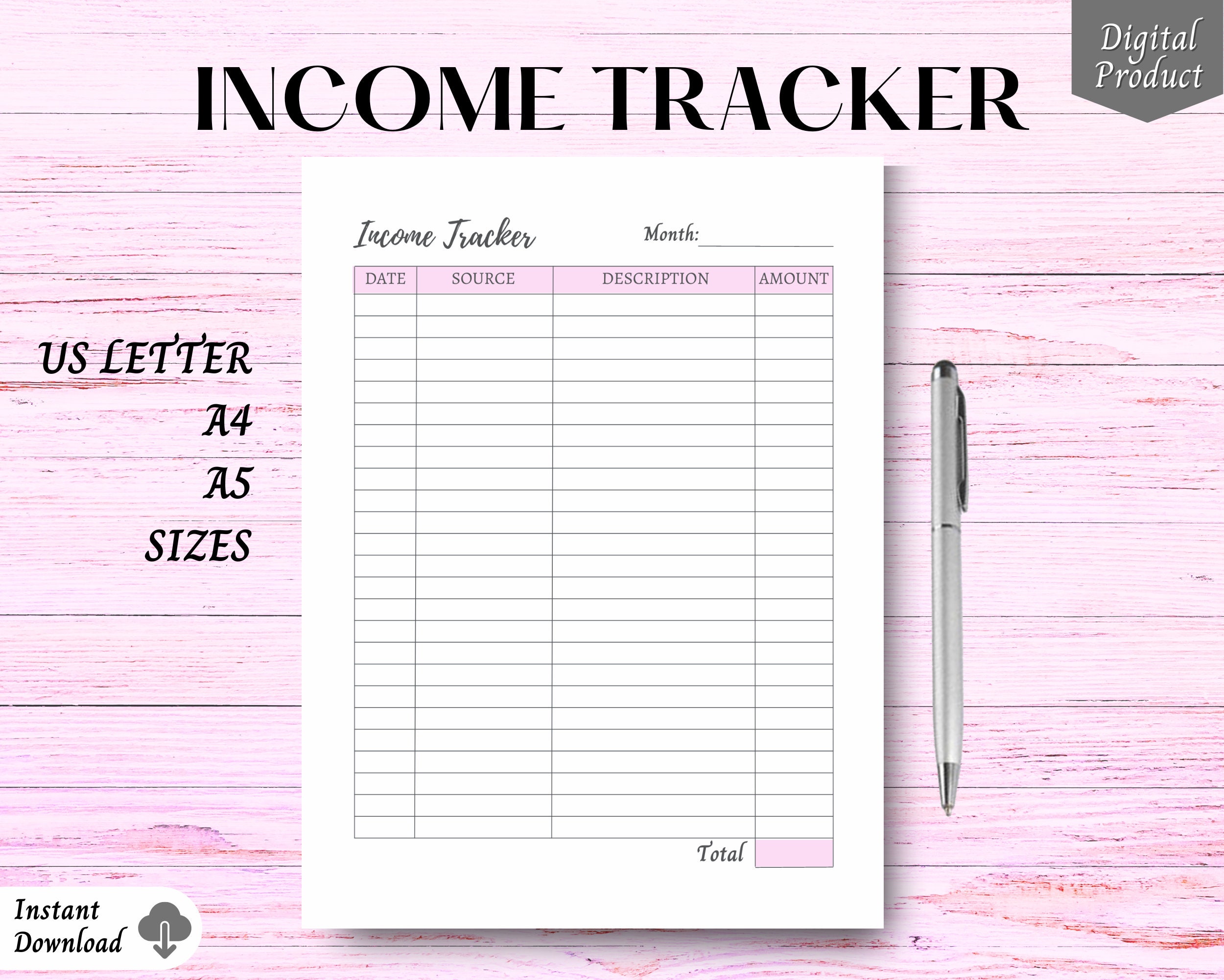 Income Statement Printable Log for Personal Monthly Income - Etsy