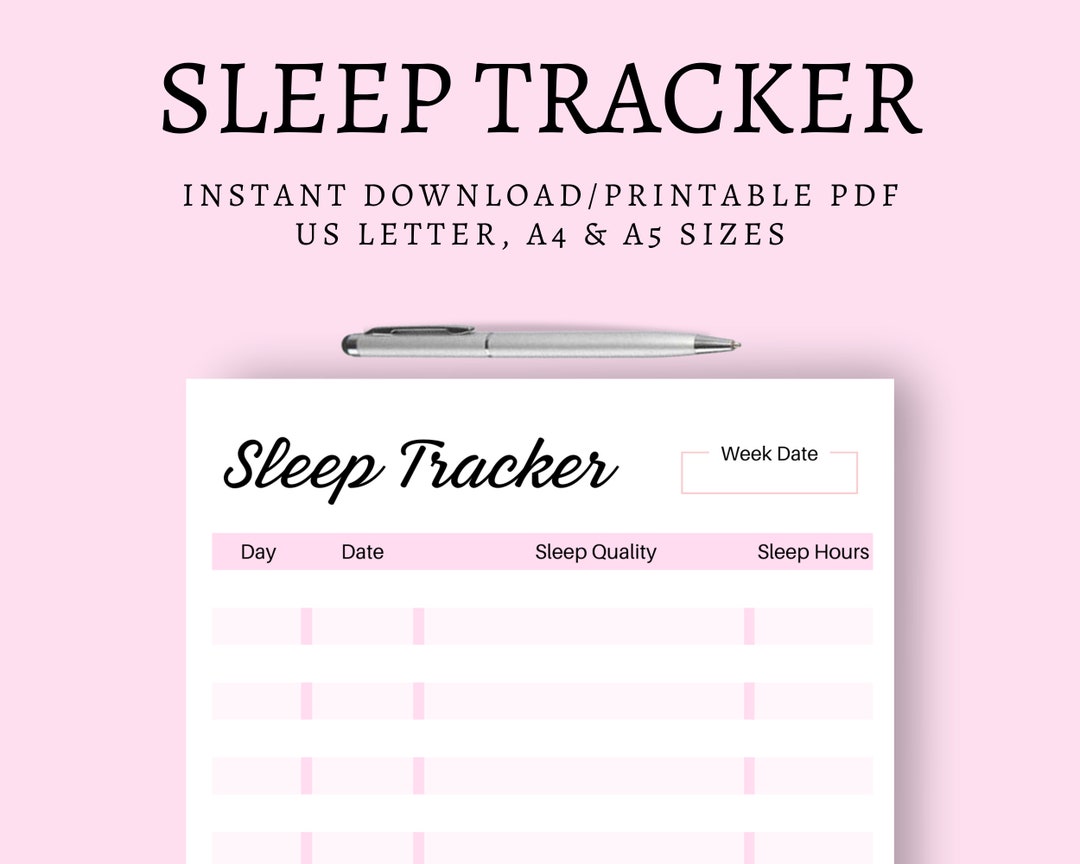 Sleep Tracker Printable for Insomnia Disorders Weekly Sleep Etsy