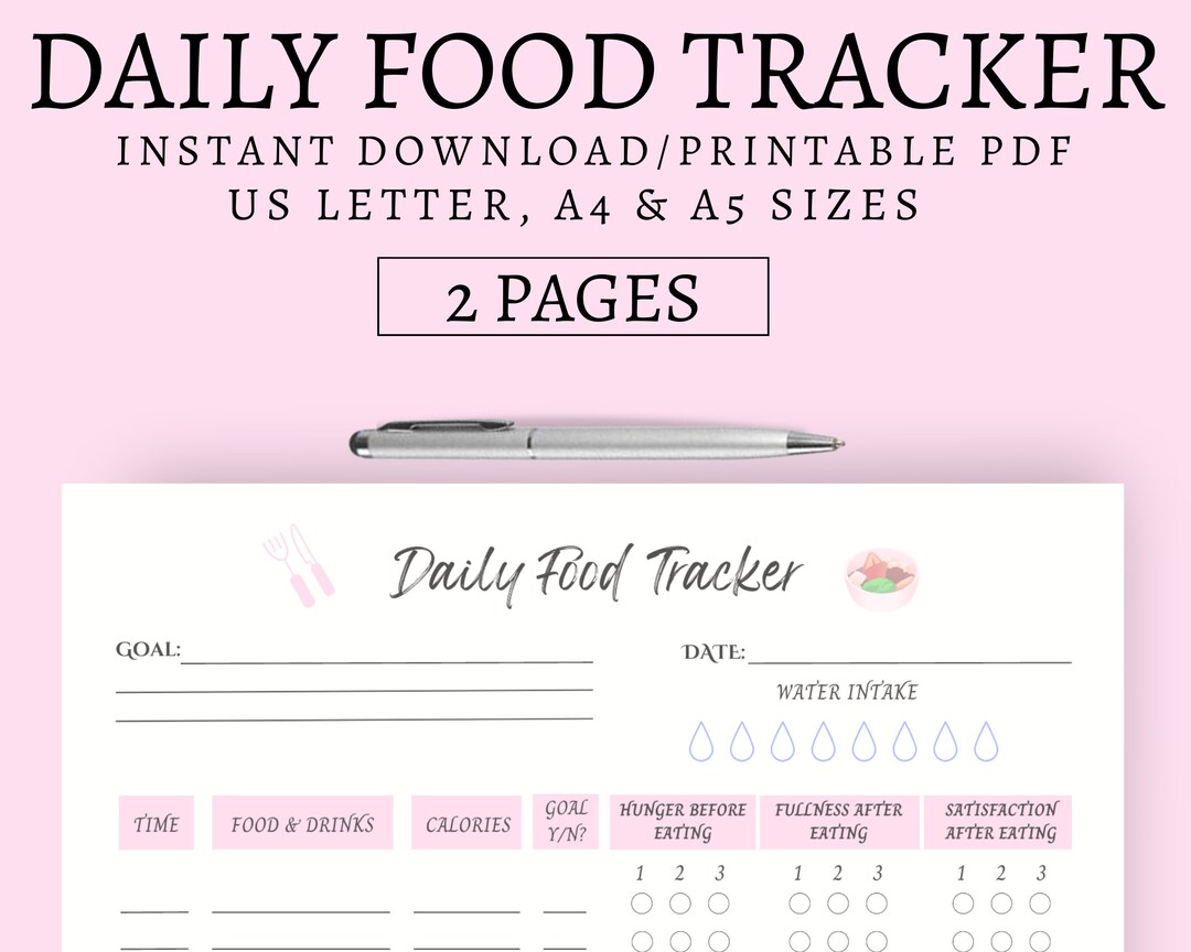 DAILY Food Tracker Printable Food Journal Diary Printable - Etsy UK