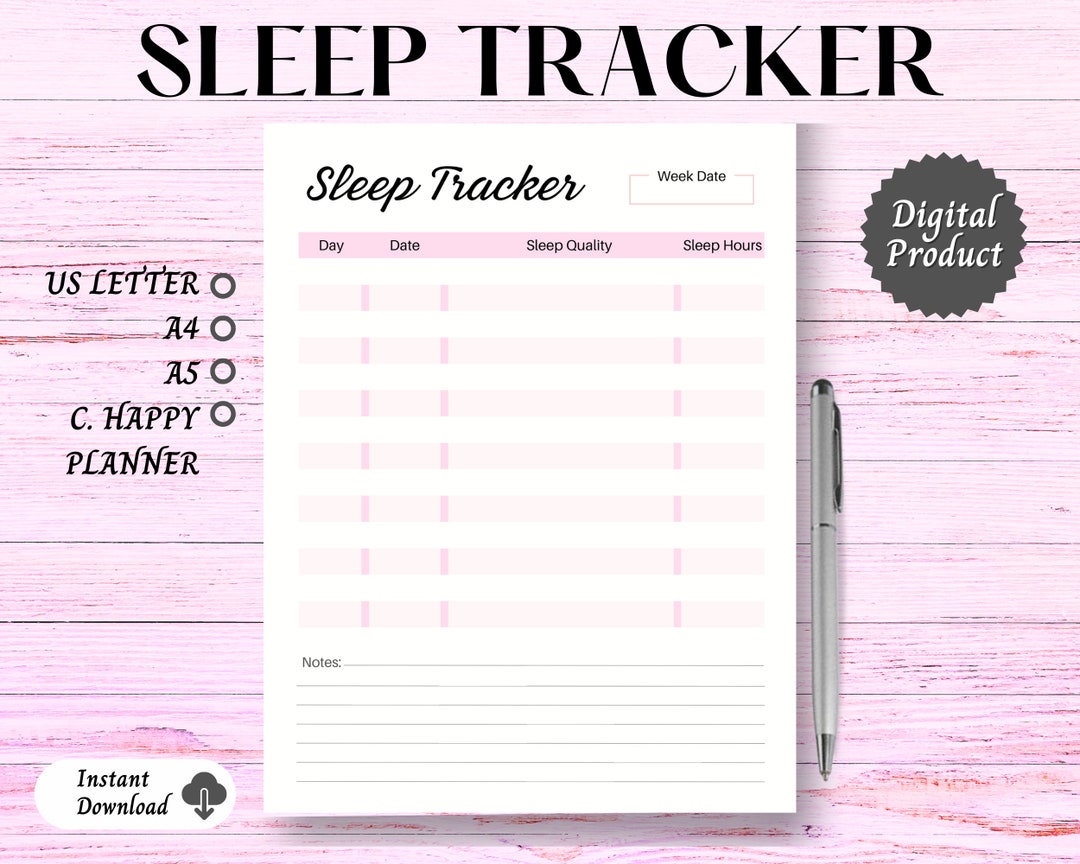 Sleep Tracker Printable for Insomnia Disorders Weekly Sleep Etsy